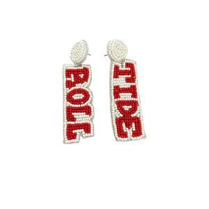 Roll Tide Beaded Earrings - Alabama Earrings - Game Day Earrings